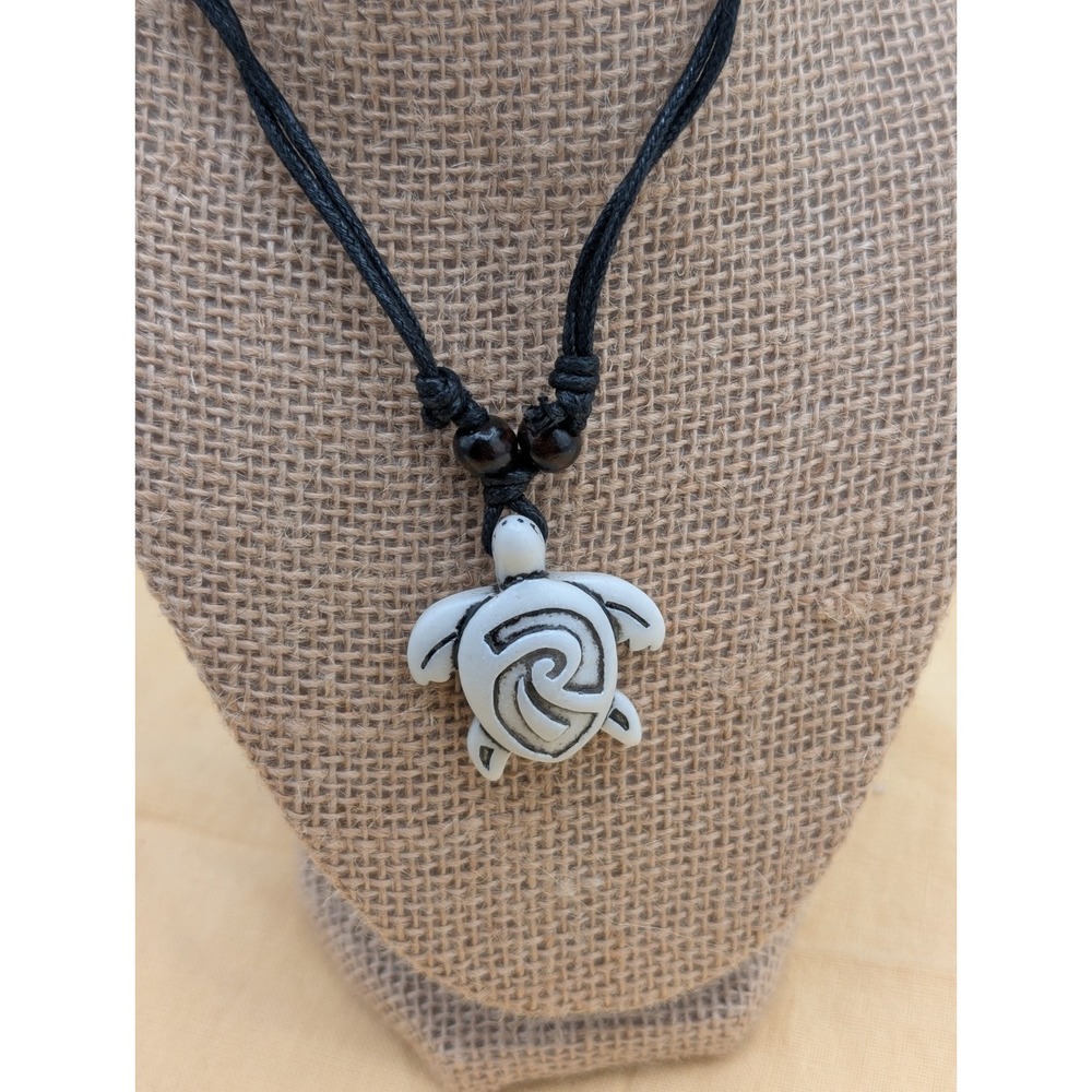 Boho Sea Turtle Pendant Necklace Adjustable Cord Beach‎ Coastal Tribal Hippie...